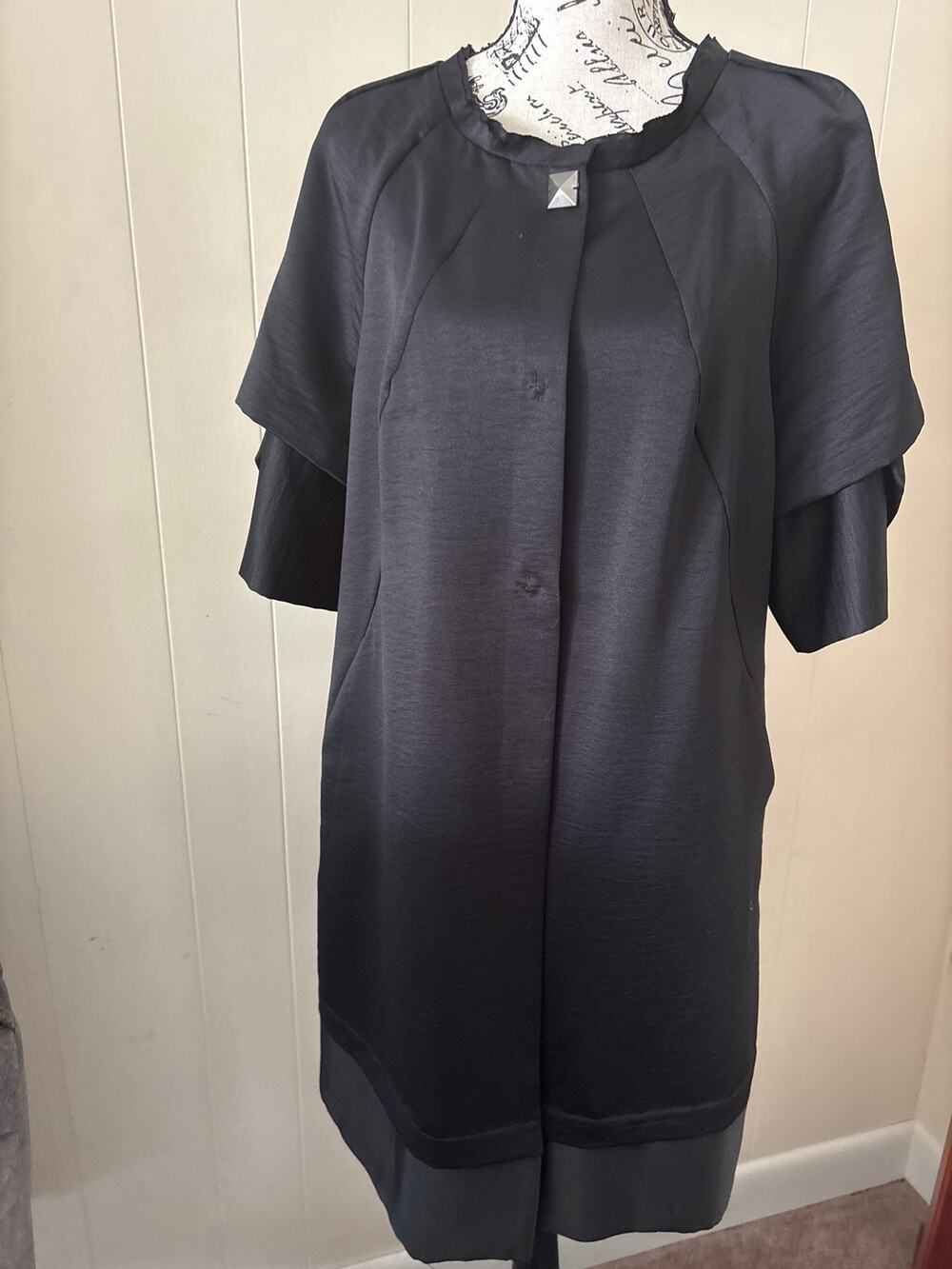 Simply Vera  Vera Want Black Satin Dress Jacket Sz Large